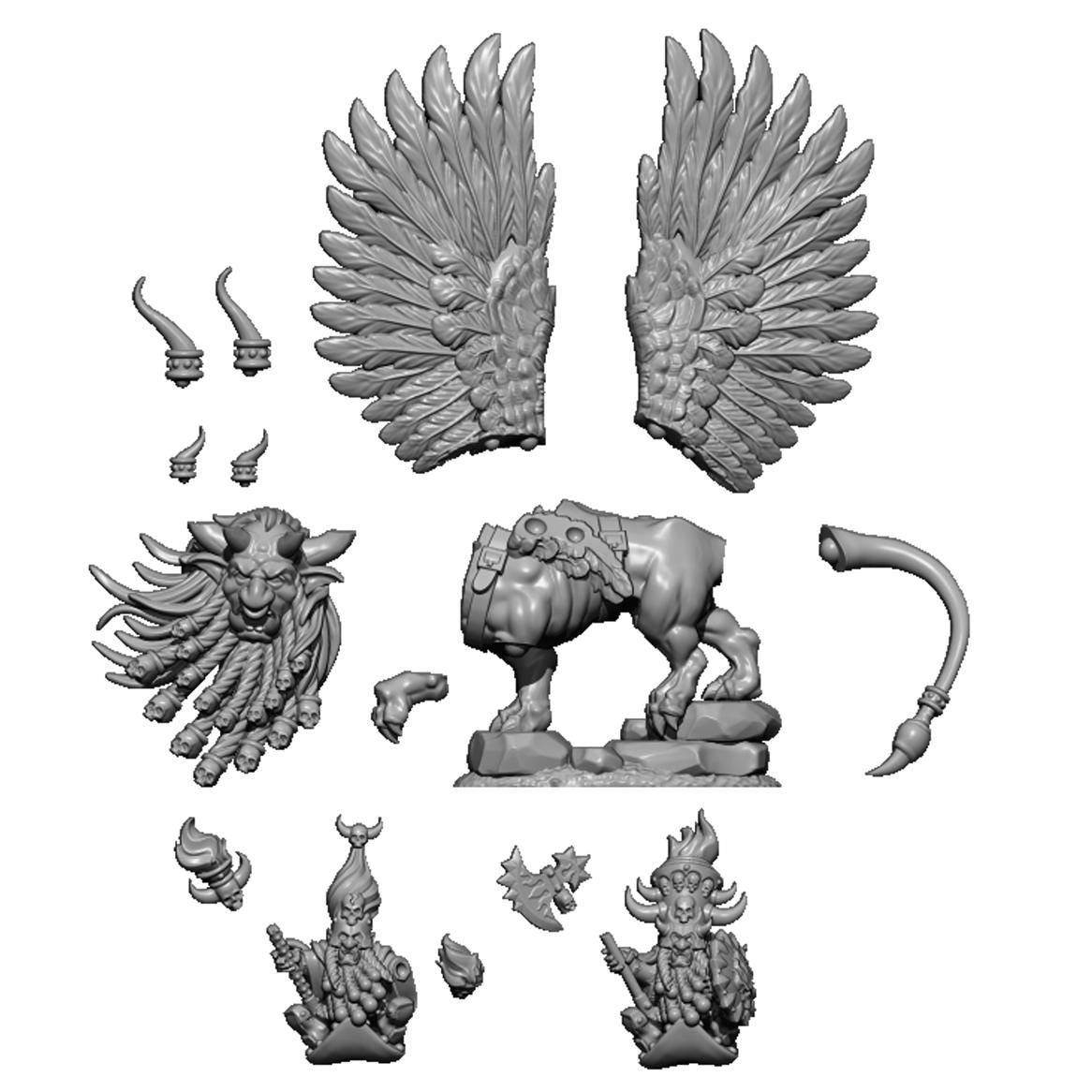 Lammasu Dark Dwarf, Fantasy Skirmish Miniatures by MoM Miniatures, perfect for Fantasy Wargames and RPGs