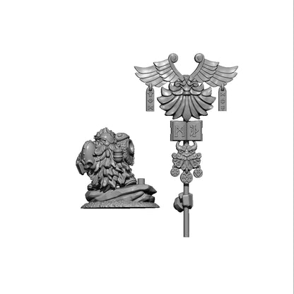 Dwarf Battle Banner, Fantasy Skirmish Miniatures by MoM Miniatures, perfect for Fantasy Wargames and RPGs