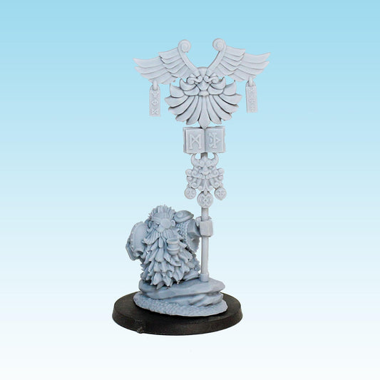 Dwarf Battle Banner, Fantasy Skirmish Miniatures by MoM Miniatures, perfect for Fantasy Wargames and RPGs