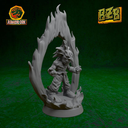 Gorku the Goblin, Jurazzik Ork, Movie-inspired Orkish Menace Sculpted by Big Zkreen Boyz, Grimdark Compatible, Scaled for Sci-Fi Wargames