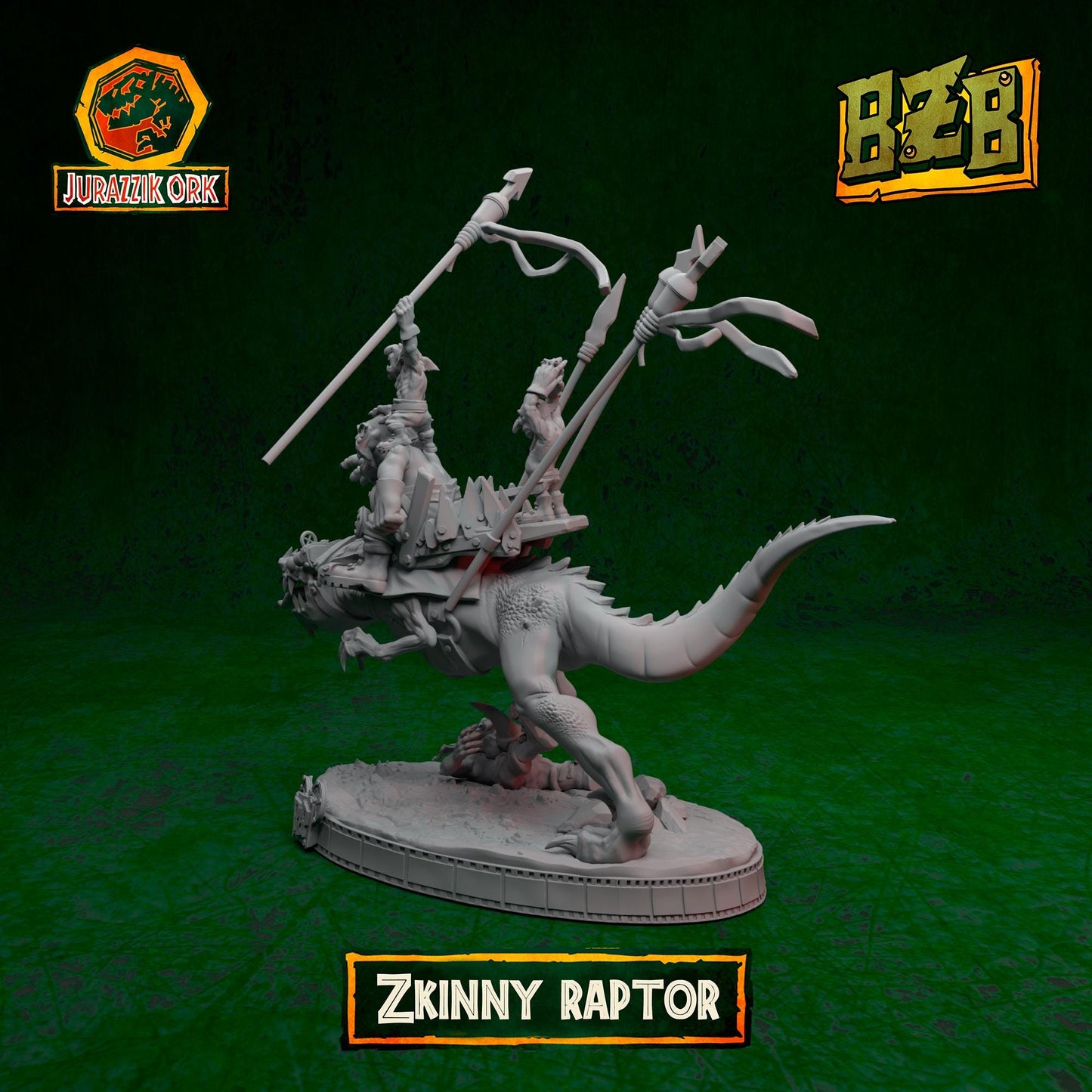 Zkinny Squigoraptor, Jurazzik Ork, Movie-inspired Orkish Menace Sculpted by Big Zkreen Boyz, Grimdark Compatible, Scaled for Sci-Fi Wargames