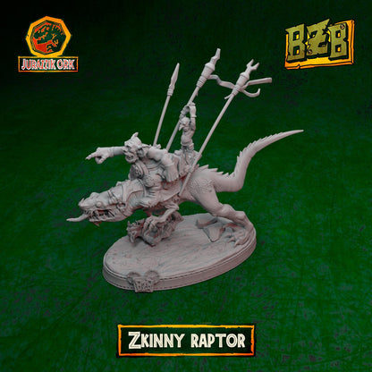 Zkinny Squigoraptor, Jurazzik Ork, Movie-inspired Orkish Menace Sculpted by Big Zkreen Boyz, Grimdark Compatible, Scaled for Sci-Fi Wargames