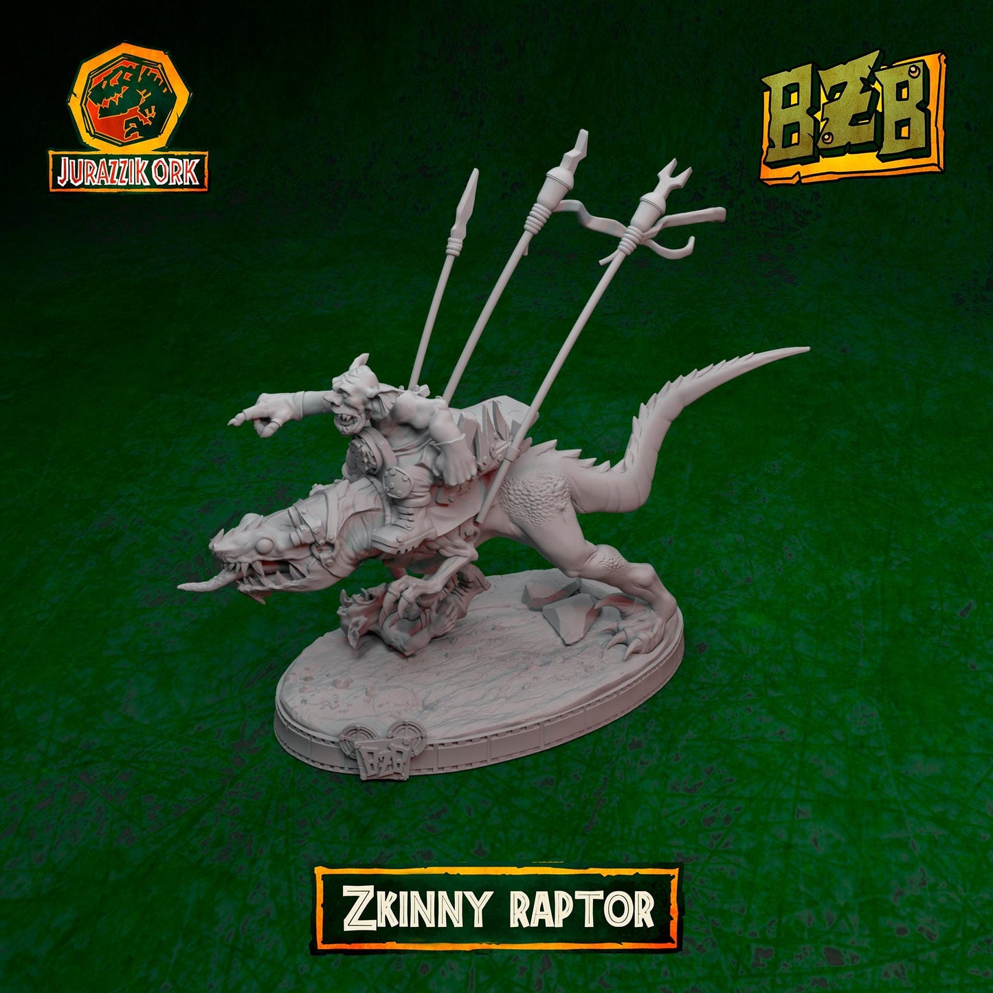 Zkinny Squigoraptor, Jurazzik Ork, Movie-inspired Orkish Menace Sculpted by Big Zkreen Boyz, Grimdark Compatible, Scaled for Sci-Fi Wargames