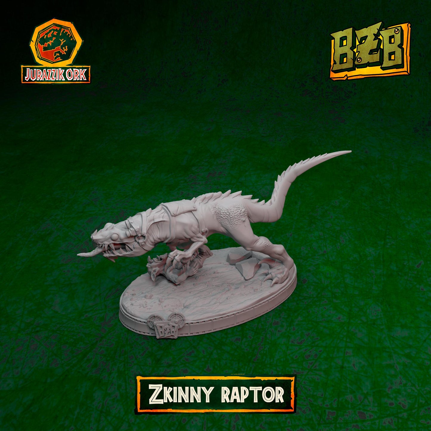 Zkinny Squigoraptor, Jurazzik Ork, Movie-inspired Orkish Menace Sculpted by Big Zkreen Boyz, Grimdark Compatible, Scaled for Sci-Fi Wargames