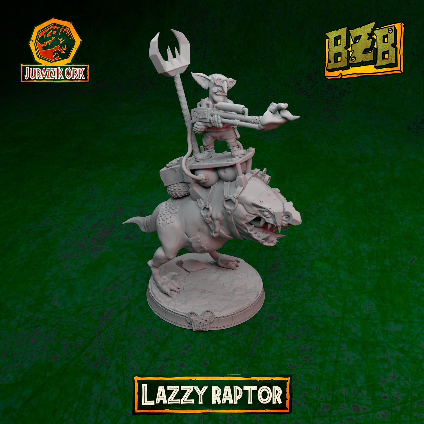Lazzy Squigoraptor, Jurazzik Ork, Movie-inspired Orkish Menace Sculpted by Big Zkreen Boyz, Grimdark Compatible, Scaled for Sci-Fi Wargames