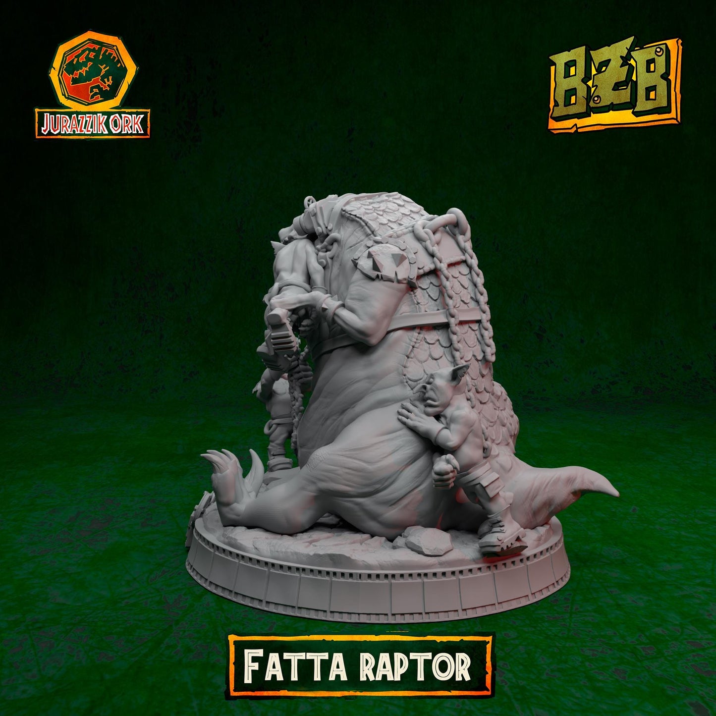 Fatta Squigoraptor, Jurazzik Ork, Movie-inspired Orkish Menace Sculpted by Big Zkreen Boyz, Grimdark Compatible, Scaled for Sci-Fi Wargames