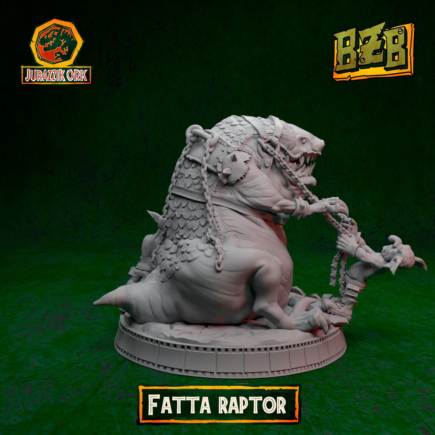 Fatta Squigoraptor, Jurazzik Ork, Movie-inspired Orkish Menace Sculpted by Big Zkreen Boyz, Grimdark Compatible, Scaled for Sci-Fi Wargames