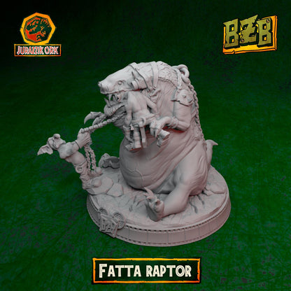 Fatta Squigoraptor, Jurazzik Ork, Movie-inspired Orkish Menace Sculpted by Big Zkreen Boyz, Grimdark Compatible, Scaled for Sci-Fi Wargames