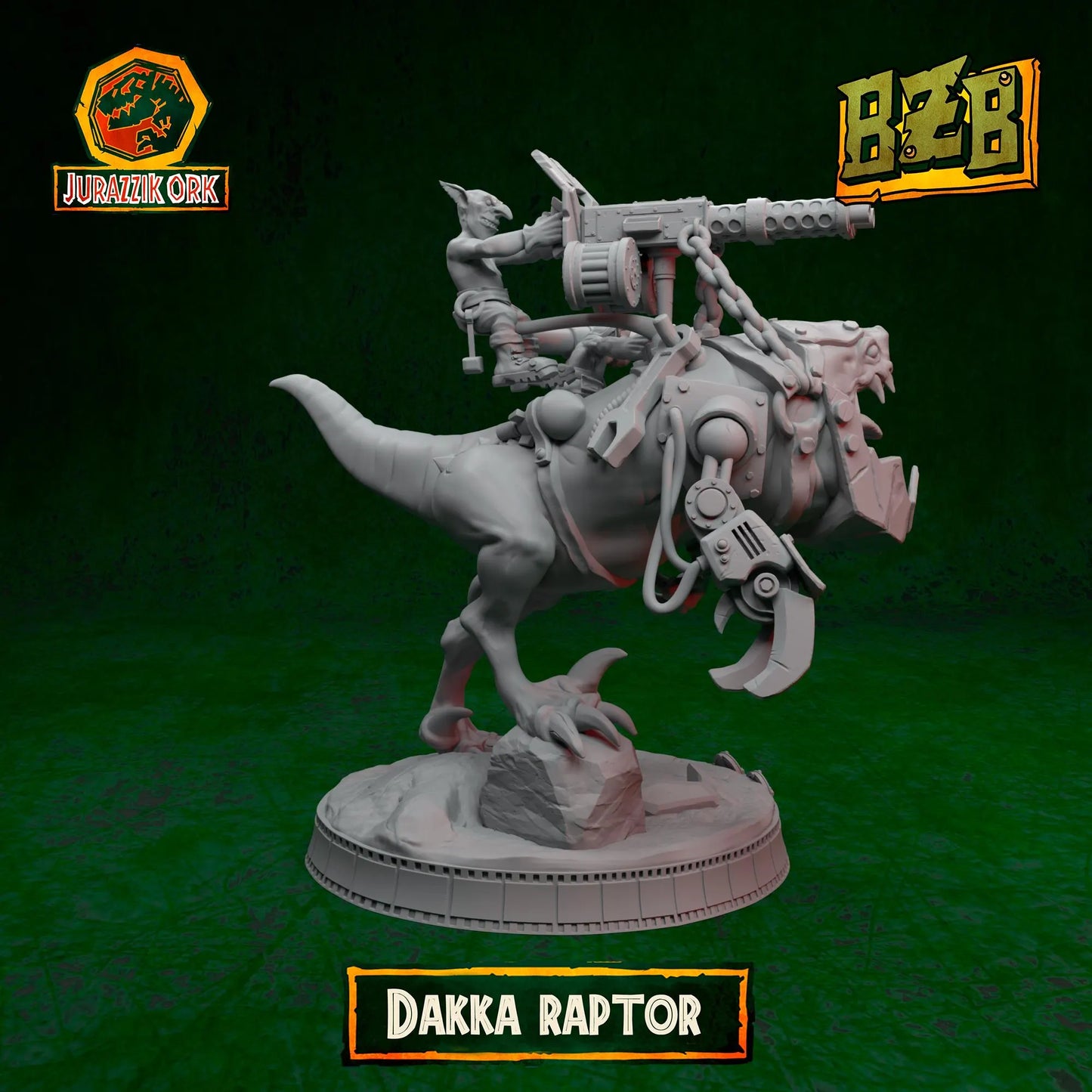 Dakka Squigoraptor, Jurazzik Ork, Movie-inspired Orkish Menace Sculpted by Big Zkreen Boyz, Grimdark Compatible, Scaled for Sci-Fi Wargames
