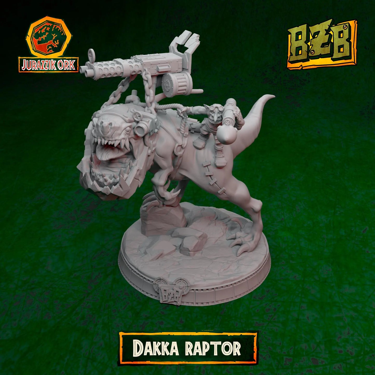 Dakka Squigoraptor, Jurazzik Ork, Movie-inspired Orkish Menace Sculpted by Big Zkreen Boyz, Grimdark Compatible, Scaled for Sci-Fi Wargames