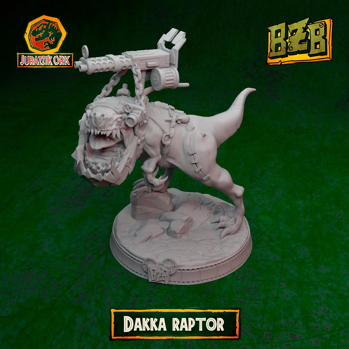 Dakka Squigoraptor, Jurazzik Ork, Movie-inspired Orkish Menace Sculpted by Big Zkreen Boyz, Grimdark Compatible, Scaled for Sci-Fi Wargames