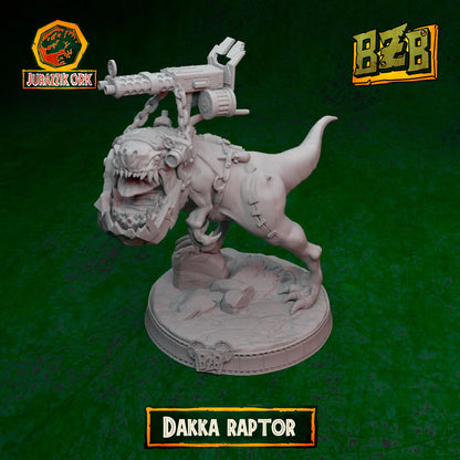 Dakka Squigoraptor, Jurazzik Ork, Movie-inspired Orkish Menace Sculpted by Big Zkreen Boyz, Grimdark Compatible, Scaled for Sci-Fi Wargames