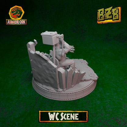 WC - Scene, Jurazzik Ork, Movie-inspired Orkish Menace Sculpted by Big Zkreen Boyz, Grimdark Compatible, Scaled for Sci-Fi Wargames