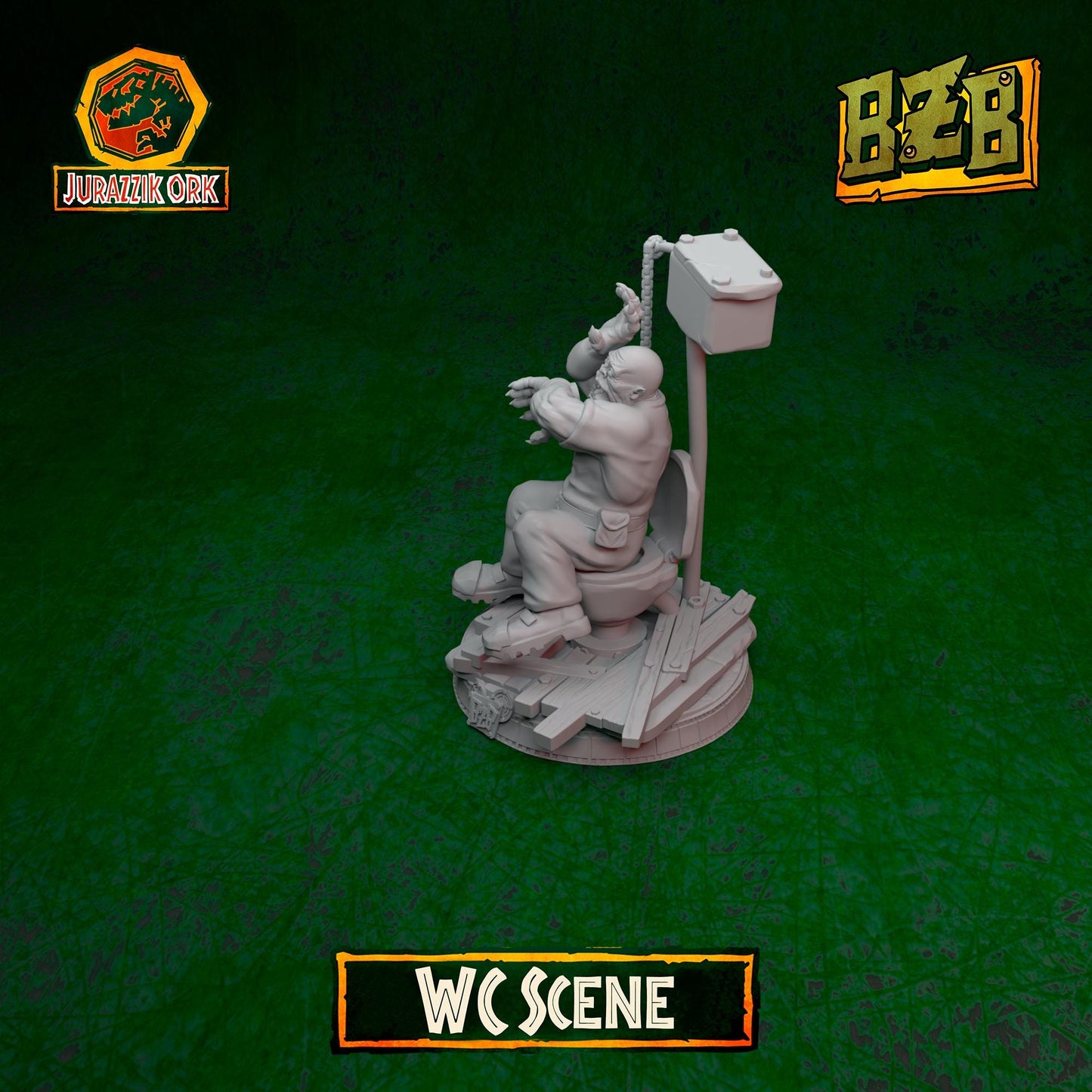 WC - Scene, Jurazzik Ork, Movie-inspired Orkish Menace Sculpted by Big Zkreen Boyz, Grimdark Compatible, Scaled for Sci-Fi Wargames