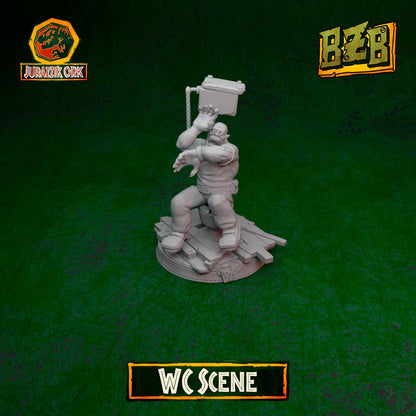 WC - Scene, Jurazzik Ork, Movie-inspired Orkish Menace Sculpted by Big Zkreen Boyz, Grimdark Compatible, Scaled for Sci-Fi Wargames