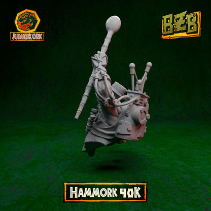 Hammork 40K Bust, Jurazzik Ork, Movie-inspired Orkish Menace Sculpted by Big Zkreen Boyz, Grimdark Compatible, Scaled for Sci-Fi Wargames
