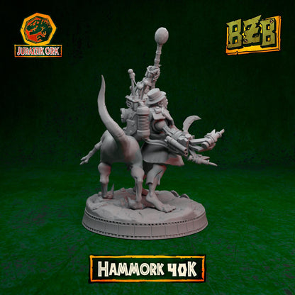 Hammork 40K, Jurazzik Ork, Movie-inspired Orkish Menace Sculpted by Big Zkreen Boyz, Grimdark Compatible, Scaled for Sci-Fi Wargames