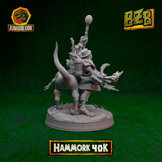Hammork 40K, Jurazzik Ork, Movie-inspired Orkish Menace Sculpted by Big Zkreen Boyz, Grimdark Compatible, Scaled for Sci-Fi Wargames