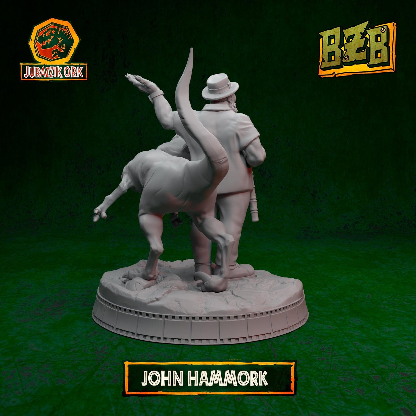 John Hammork, Jurazzik Ork, Movie-inspired Orkish Menace Sculpted by Big Zkreen Boyz, Grimdark Compatible, Scaled for Sci-Fi Wargames