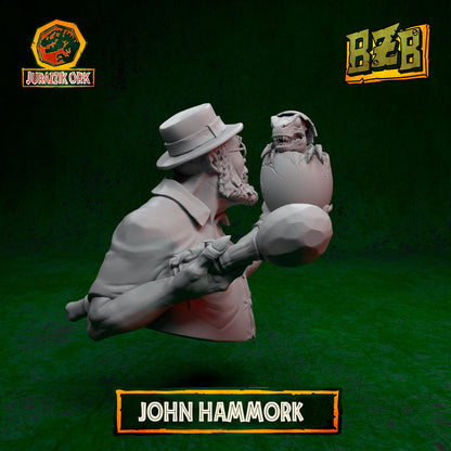 Hammork and da Dino - Bust, Jurazzik Ork, Movie-inspired Orkish Menace Sculpted by Big Zkreen Boyz, Grimdark Compatible, for Sci-Fi Wargames