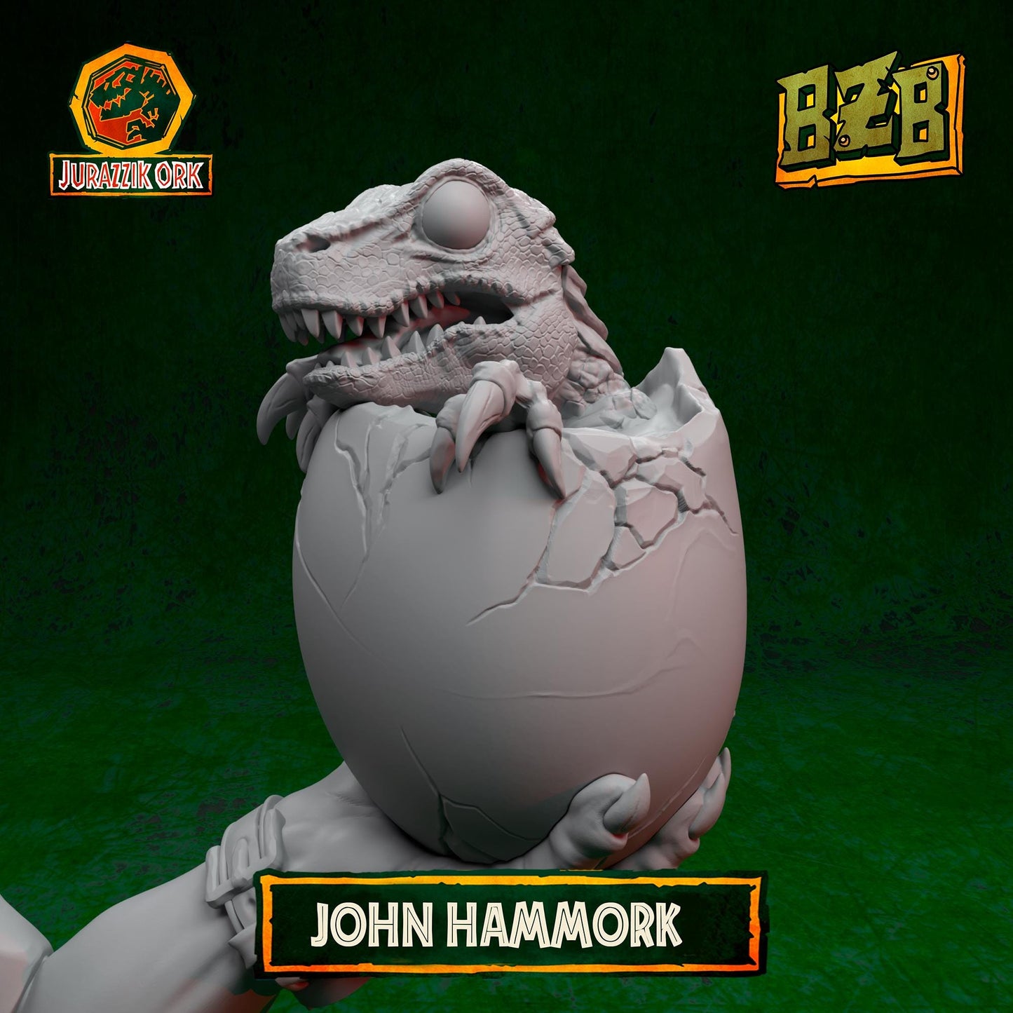 Hammork and da Dino - Bust, Jurazzik Ork, Movie-inspired Orkish Menace Sculpted by Big Zkreen Boyz, Grimdark Compatible, for Sci-Fi Wargames