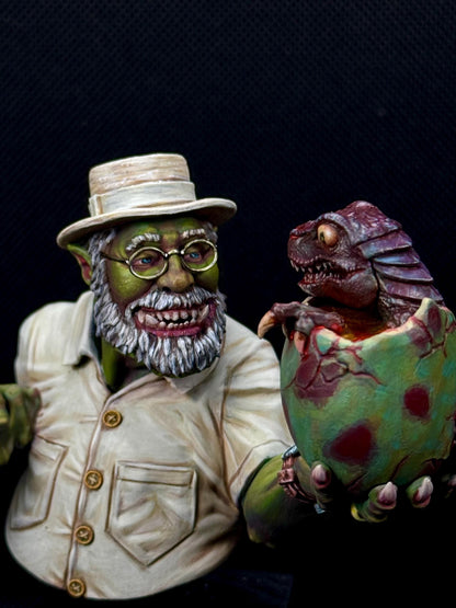 Hammork and da Dino - Bust, Jurazzik Ork, Movie-inspired Orkish Menace Sculpted by Big Zkreen Boyz, Grimdark Compatible, for Sci-Fi Wargames