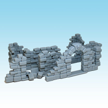 Ruined Walls, Fantasy Skirmish Miniatures by MoM Miniatures, perfect for Fantasy Wargames and RPGs