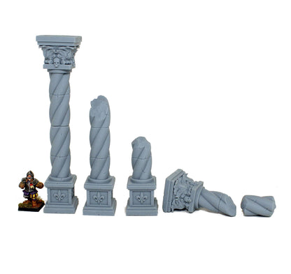 Ruined Imperial Columns Set, Fantasy Skirmish Miniatures by MoM Miniatures, perfect for Fantasy Wargames and RPGs