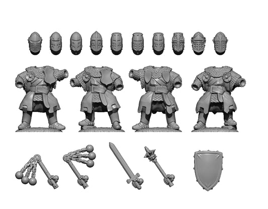 Crusader Footknights, Fantasy Skirmish Miniatures by MoM Miniatures, perfect for Fantasy Wargames and RPGs
