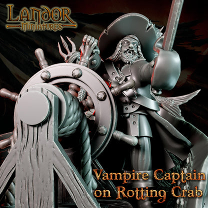 Vampire Captain on Rotting Crab, Modular Undead Swashbucklers by Landor Miniatures! Vampire Coast for Fantasy Wargames