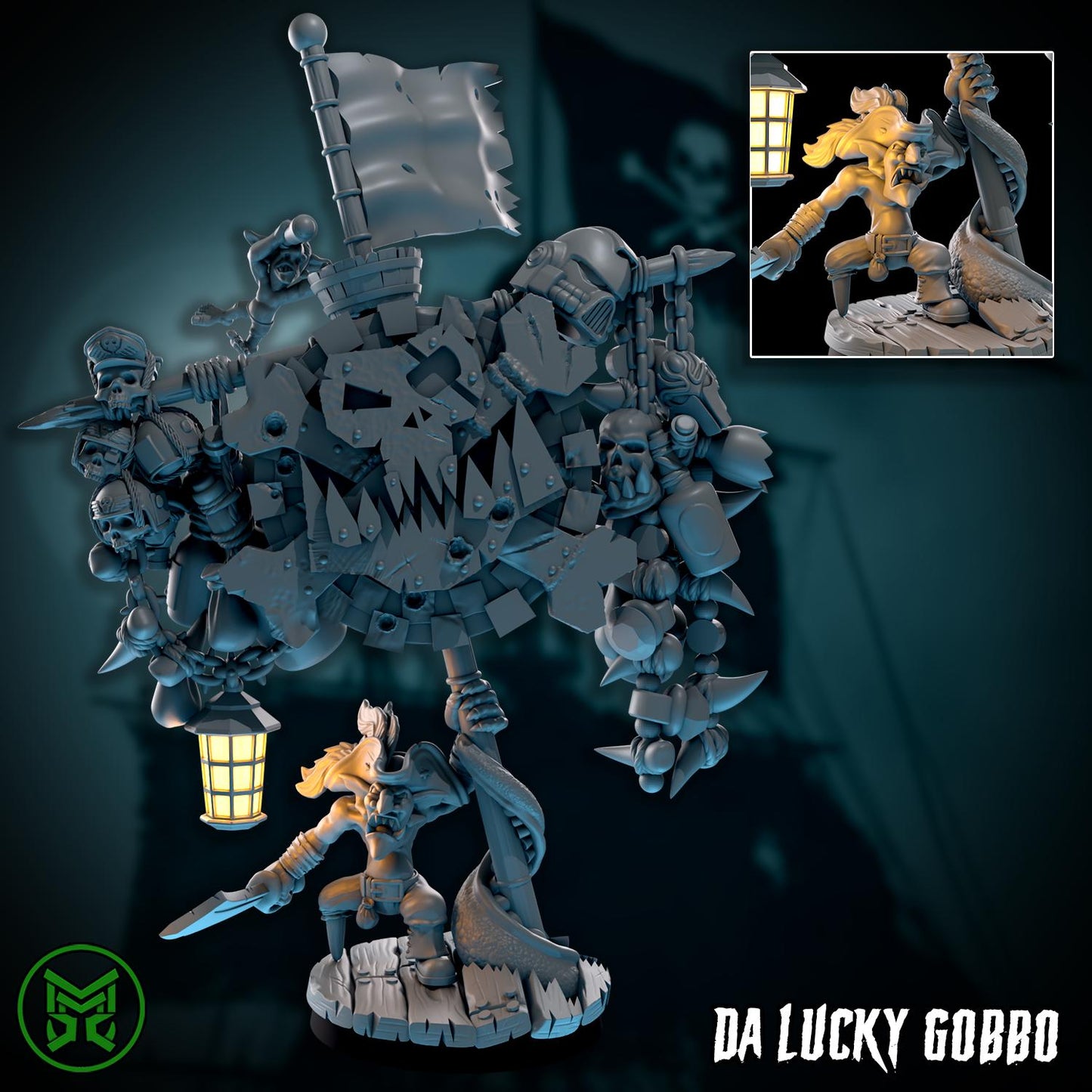 Lucky Gobbo, Space-Faring Orkish Menace Sculpted by Mekka Miniatures, Grimdark Compatible, Scaled for Miniature Wargames