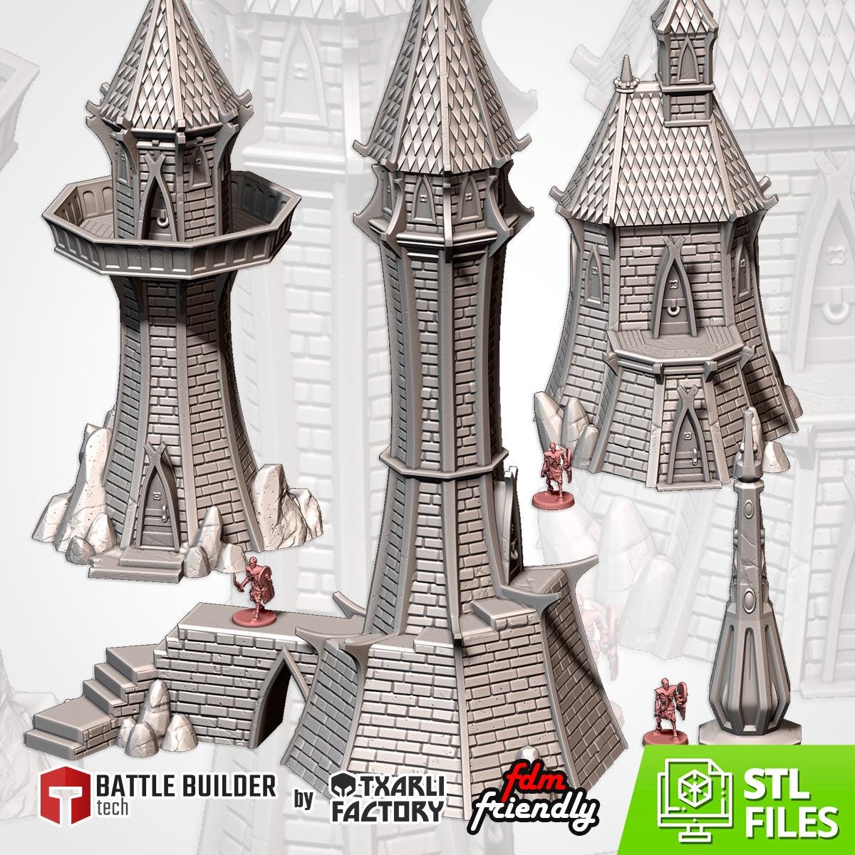 ELVEN CONSTRUCTIONS terrain by Txarli Factory Fantasy Terrain Ruined Statues Set, Perfect for Tabletop Wargames