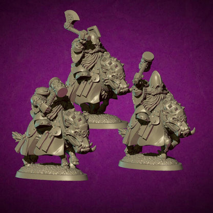 Dwarf Cavalry, Fantasy Skirmish Miniatures by MoM Miniatures, perfect for Fantasy Wargames and RPGs