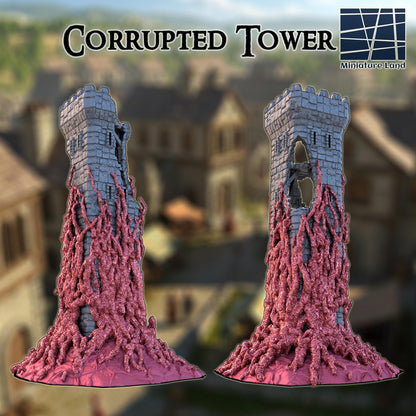 Corrupted Tower - Tabletop Terrain - 28 MM, Tabletop 3D Printed Terrain by MiniatureLand, Perfect for Wargaming and RPGs