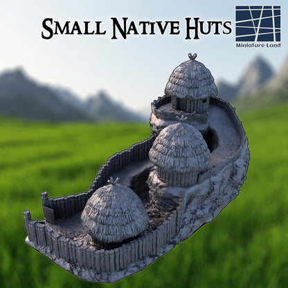 Small Native Huts - Tabletop Terrain - 28 MM, Tabletop 3D Printed Terrain by MiniatureLand, Perfect for Wargaming and RPGs