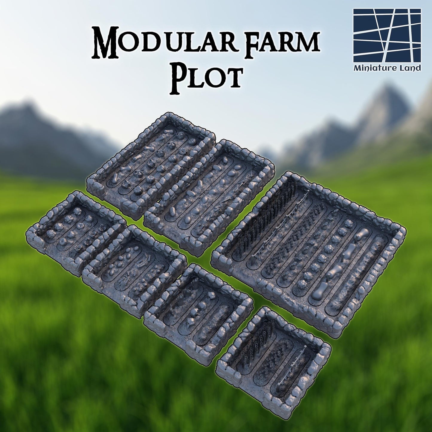 Medieval Farm Plot - Tabletop Terrain - 28 MM, Tabletop 3D Printed Terrain by MiniatureLand, Perfect for Wargaming and RPGs