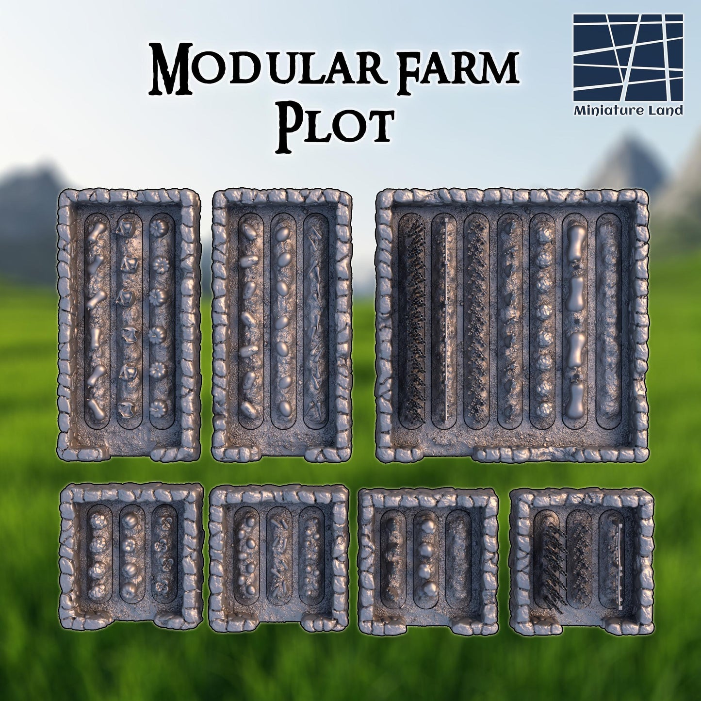 Medieval Farm Plot - Tabletop Terrain - 28 MM, Tabletop 3D Printed Terrain by MiniatureLand, Perfect for Wargaming and RPGs