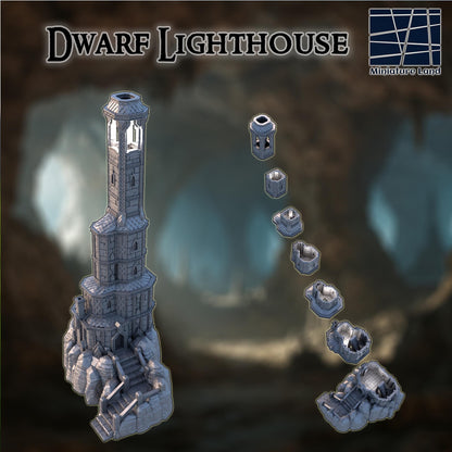 Dwarf Lighthouse - Tabletop Terrain - 28 MM, Tabletop 3D Printed Terrain by MiniatureLand, Perfect for Wargaming and RPGs