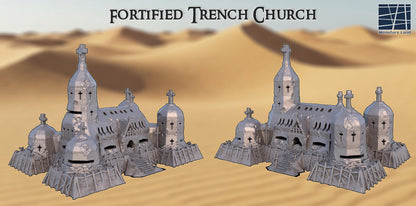 Fortified Trench Church - Tabletop Terrain - 32MM, 28 MM, Tabletop 3D Printed Terrain by MiniatureLand, Perfect for Wargaming and RPGs
