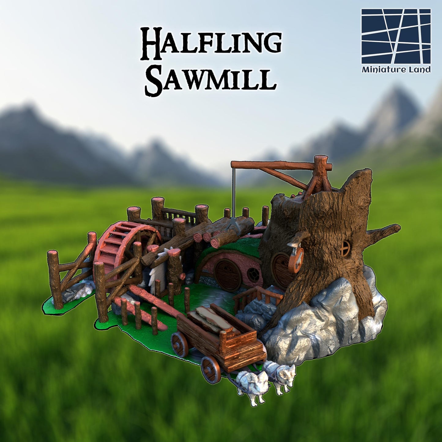 Halfling Sawmill - Tabletop Terrain - 28 MM, Tabletop 3D Printed Terrain by MiniatureLand, Perfect for Wargaming and RPGs