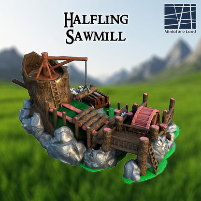 Halfling Sawmill - Tabletop Terrain - 28 MM, Tabletop 3D Printed Terrain by MiniatureLand, Perfect for Wargaming and RPGs
