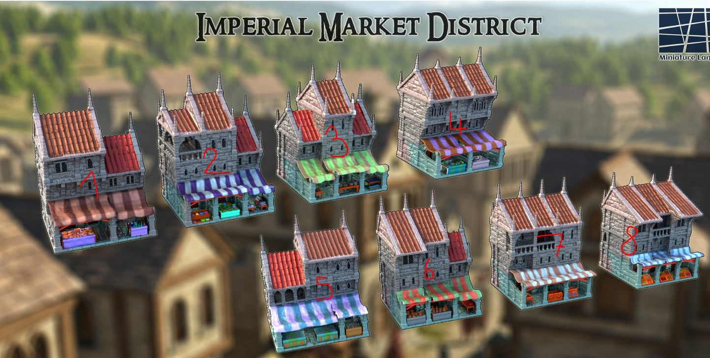Imperial Market District - Tabletop Terrain - 28 MM, Tabletop 3D Printed Terrain by MiniatureLand, Perfect for Wargaming and RPGs