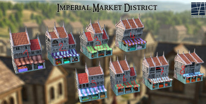 Imperial Market District - Tabletop Terrain - 28 MM, Tabletop 3D Printed Terrain by MiniatureLand, Perfect for Wargaming and RPGs