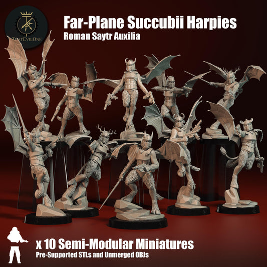 Far-Plane Succubii Harpies, Monopose Sci-Fi warriors by ThatEvilOne, Sci-fi Wargames Proxy, Demonic Roman-inspired army