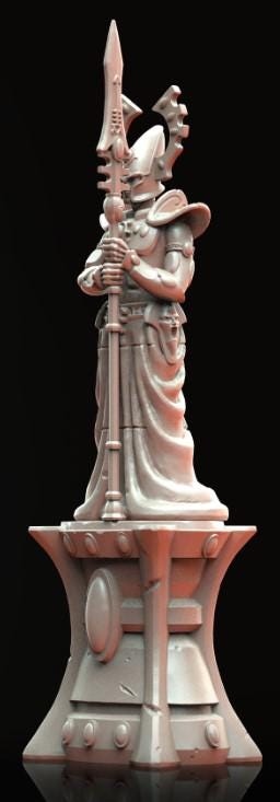 Sci Fi Elf Statue, Space-Faring Elf Statues Sculpted by Tainted Windmill for Wargames set in the Grimdark Future