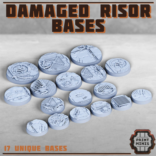 Damaged Risor District Bases, Round Bases for use in Tabletop Wargames by Print Minis