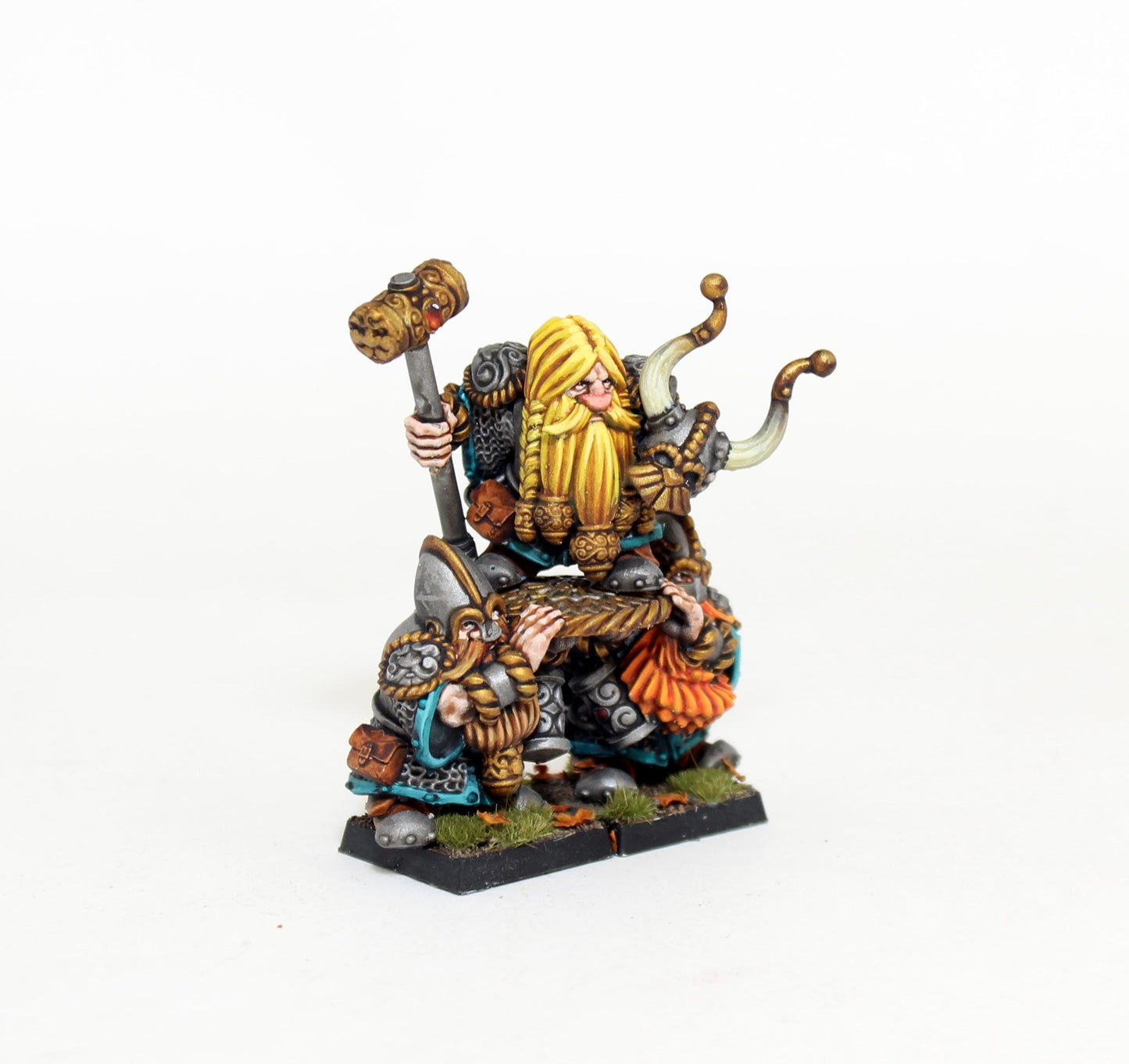 Dwarf Lord on Shield, Fantasy Skirmish Miniatures by MoM Miniatures, perfect for Fantasy Wargames and RPGs