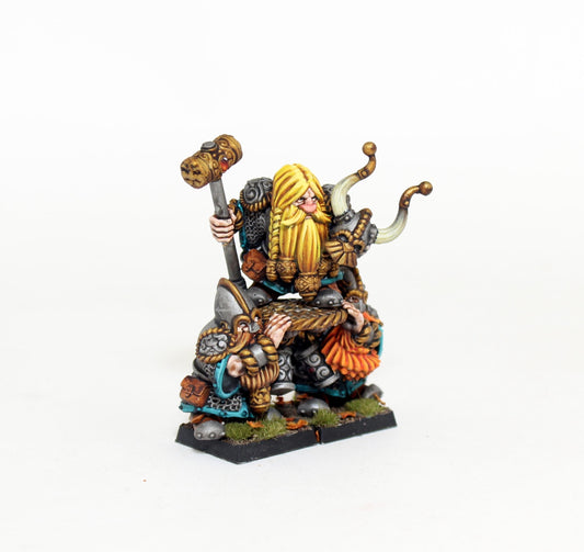 Dwarf Lord on Shield, Fantasy Skirmish Miniatures by MoM Miniatures, perfect for Fantasy Wargames and RPGs