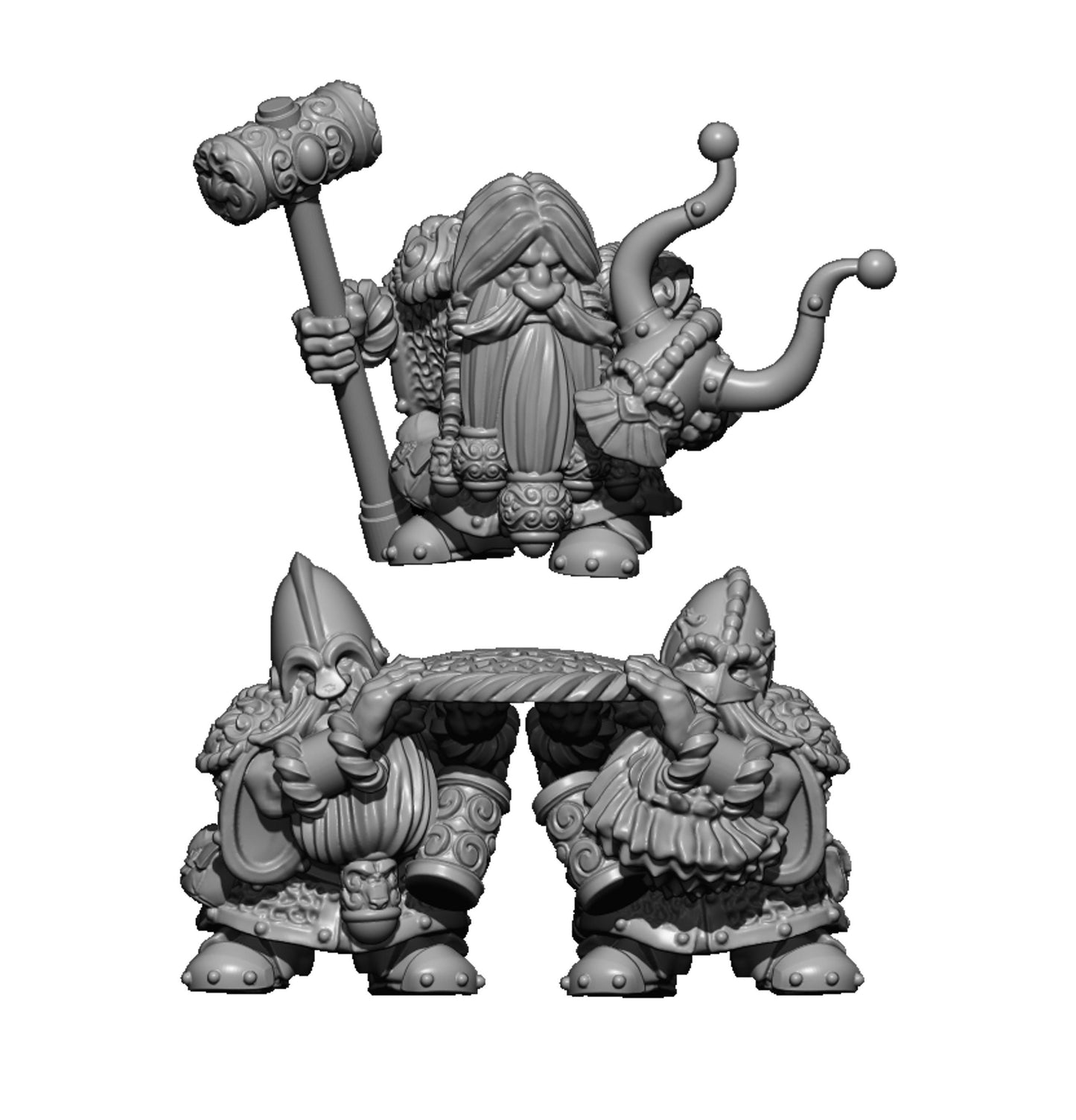 Dwarf Lord on Shield, Fantasy Skirmish Miniatures by MoM Miniatures, perfect for Fantasy Wargames and RPGs