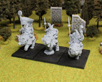 Dwarven Bear Cavalry, Fantasy Skirmish Miniatures by MoM Miniatures, perfect for Fantasy Wargames and RPGs